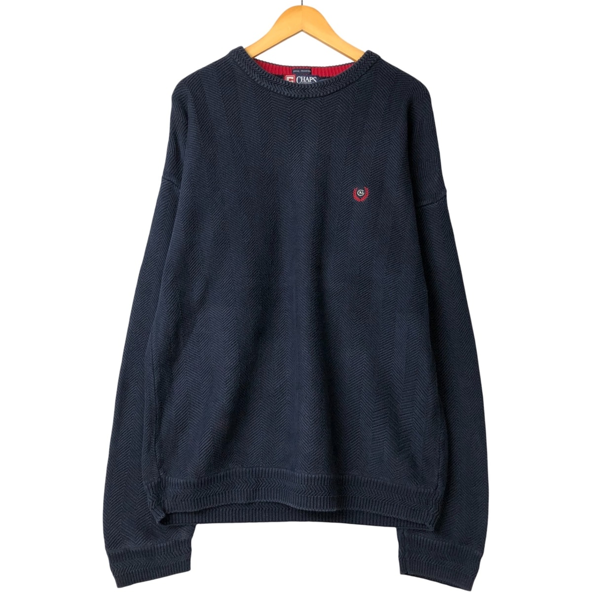 古着 ラルフローレン Ralph Lauren CHAPS チャップス ヘリンボーン コットンニットセーター メンズXL相当/eaa587396