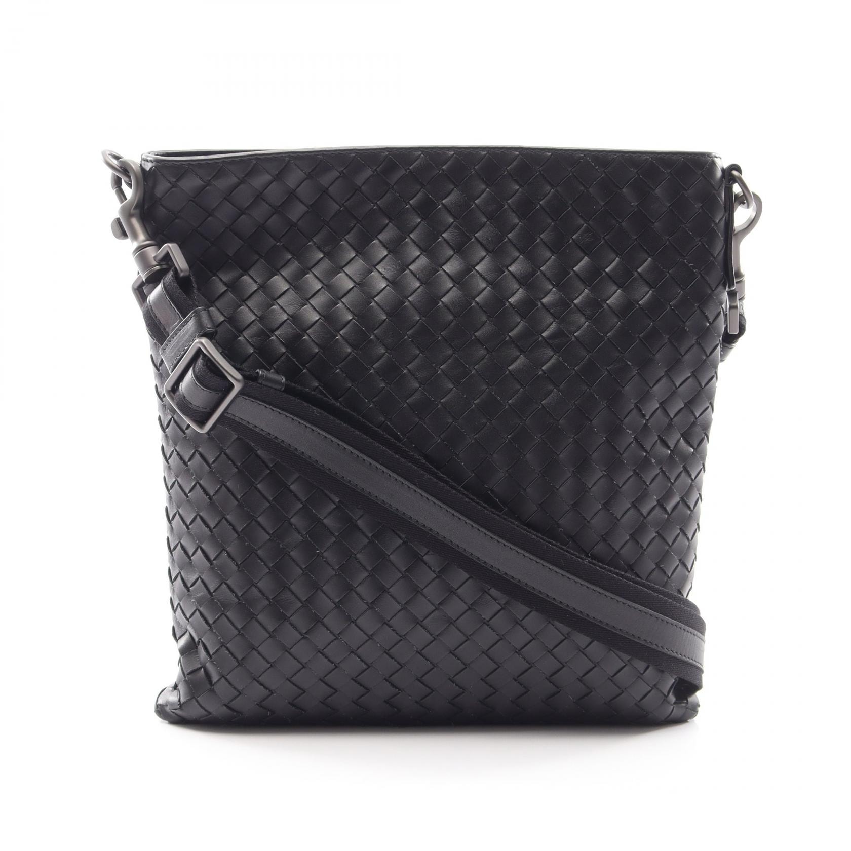 ボッテガヴェネタ BOTTEGA VENETA イントレチャート ショルダーバッグ バッグ レザー レディース ブラック系 【中古】