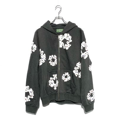 DENIM TEARS Rhinestone Cotton Wreath Zip Hoodie "Vintage Black"