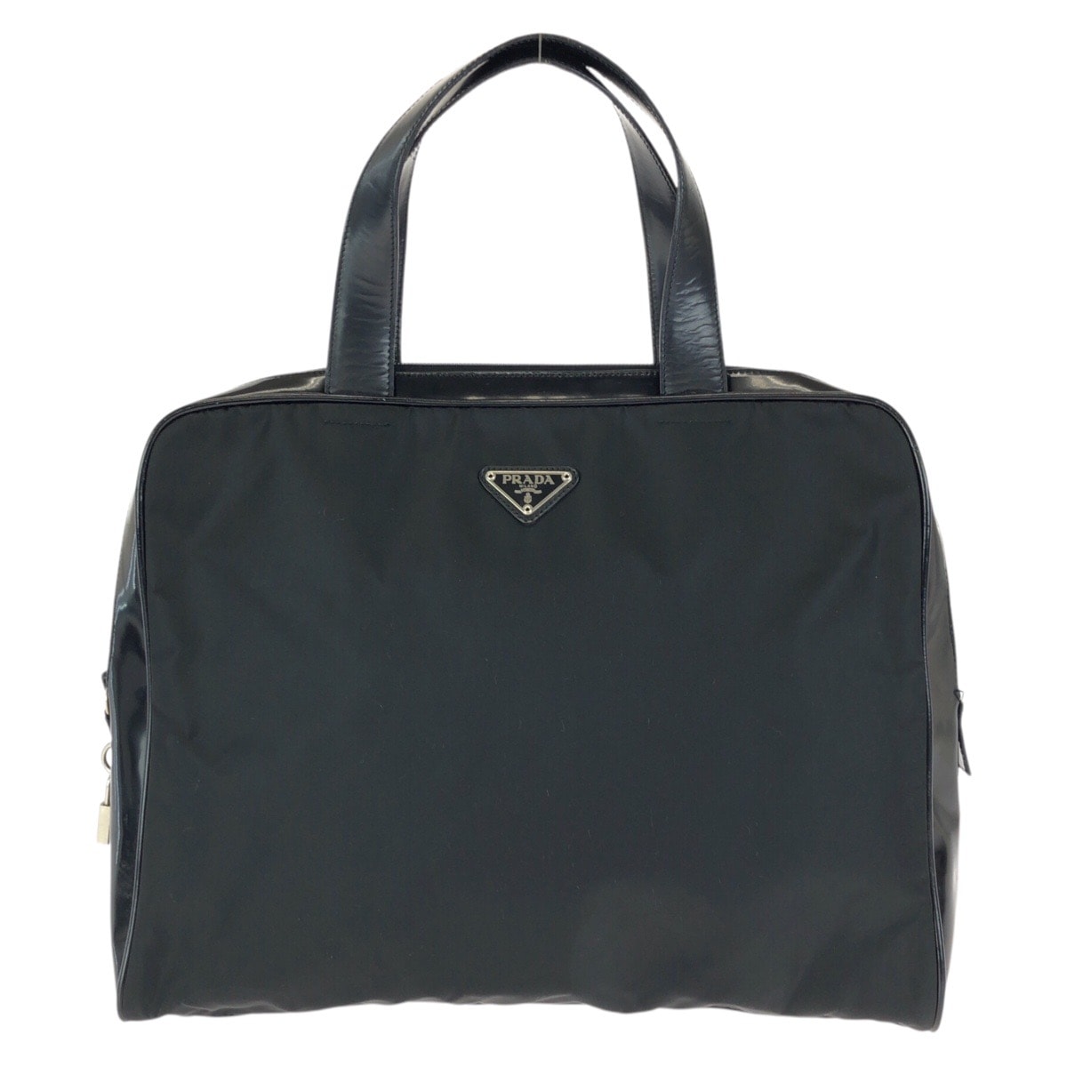 美品 PRADA プラダ テスート 三角ロゴプレート ブラック 黒 シルバー金具 ナイロン レザー/ ビジネスバッグ ブリーフケース 602450 【中古】