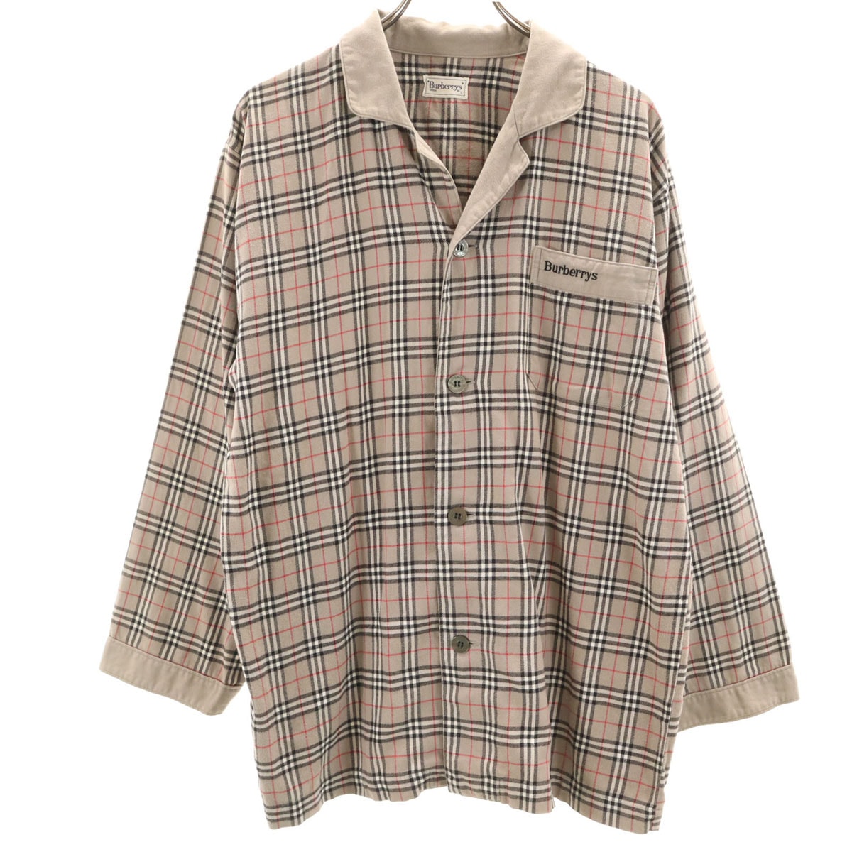 Burberrys バーバリーズ 90s オールド チェック柄 長袖 ルームウェア L グレー
