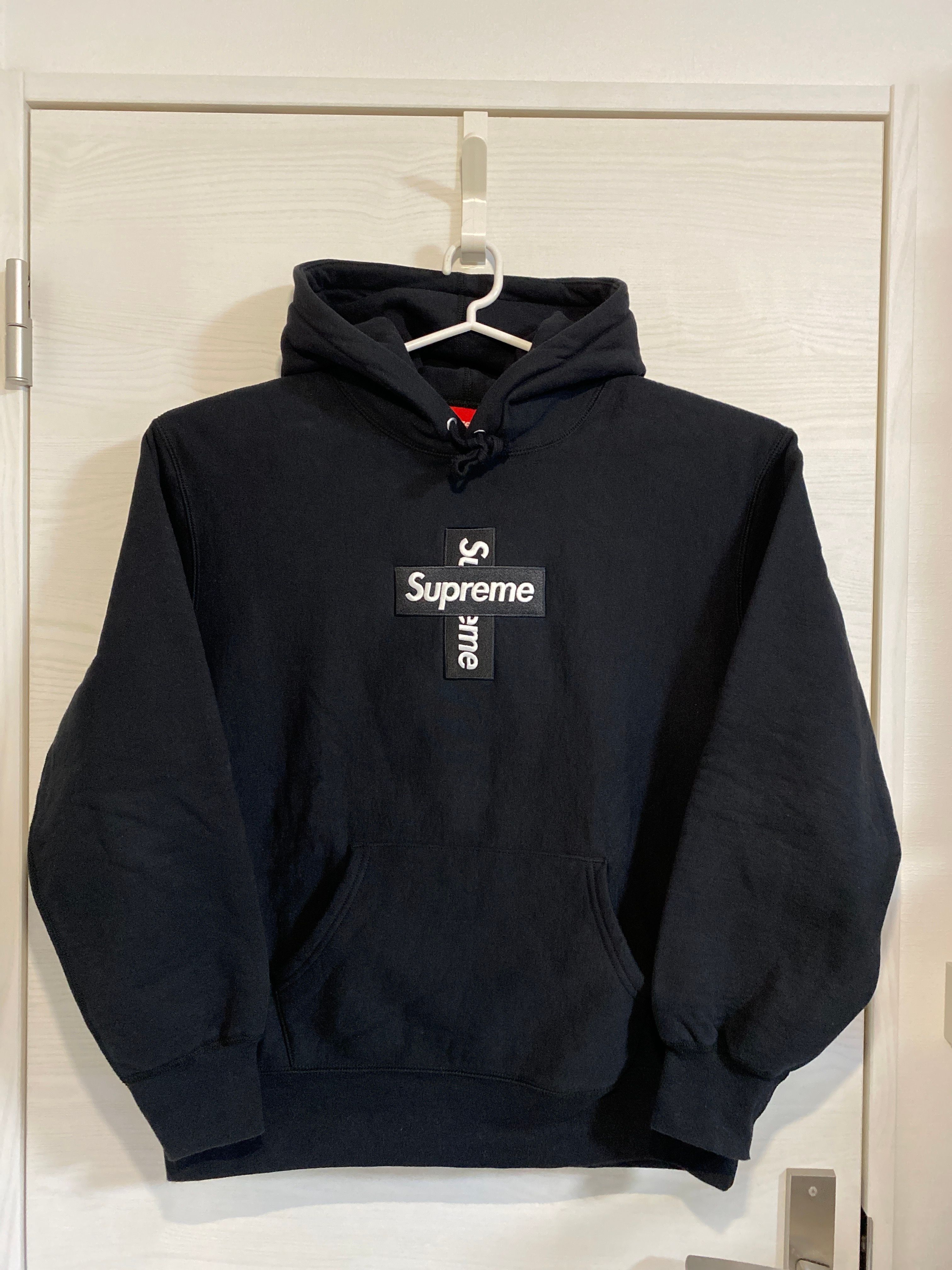 Supreme Cross Box Logo Hooded Sweatshirt "Black"