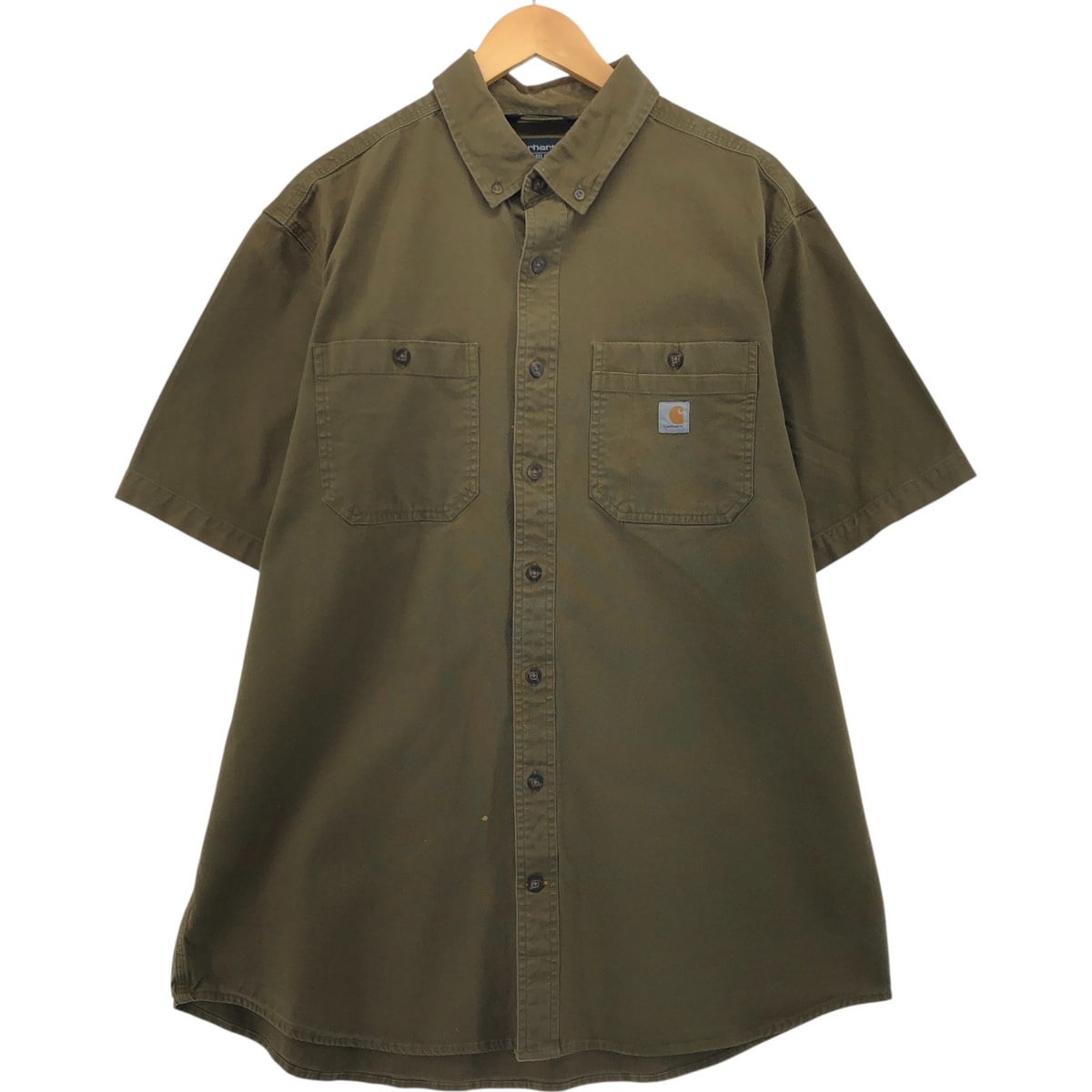 古着 カーハート Carhartt RELAXED FIT ダック地 ボタンダウン 半袖 ワークシャツ メンズXL相当/eaa553834