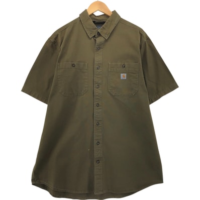 古着 カーハート Carhartt RELAXED FIT ダック地 ボタンダウン 半袖 ワークシャツ メンズXL相当/eaa553834