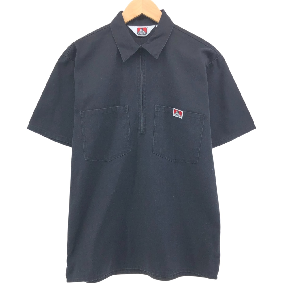 古着 90年代 ベンデイビス BEN DAVIS ハーフジップ 半袖 ワークシャツ ボックスシャツ USA製 メンズM相当 ヴィンテージ/eaa539451