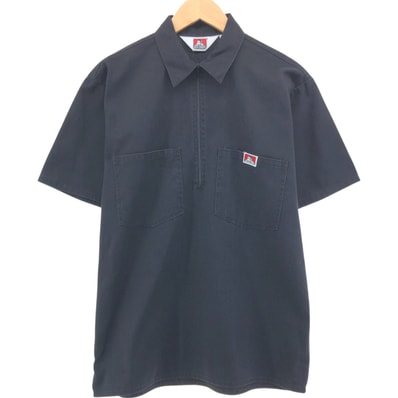 古着 90年代 ベンデイビス BEN DAVIS ハーフジップ 半袖 ワークシャツ ボックスシャツ USA製 メンズM相当 ヴィンテージ/eaa539451