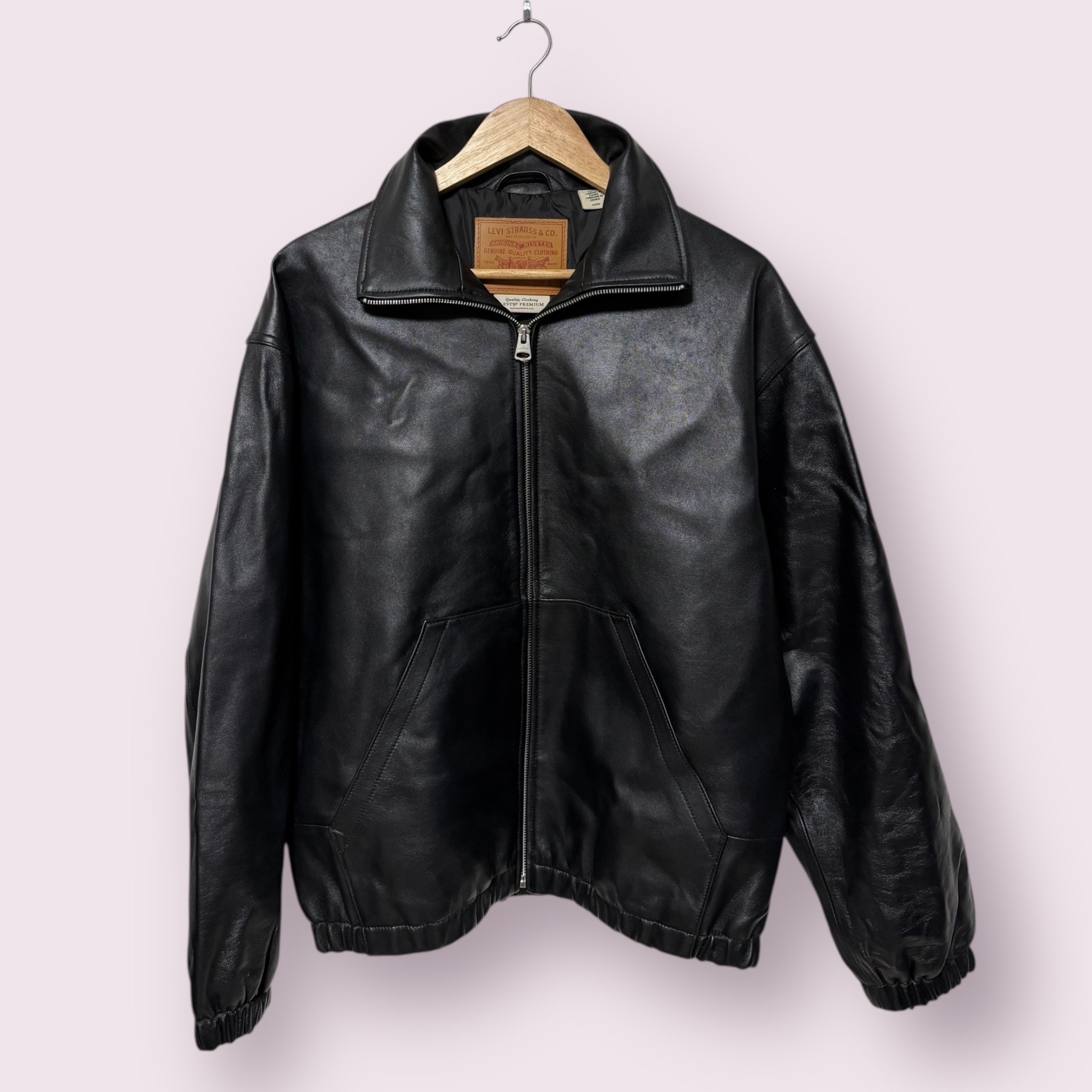 LEVI'S Premium Black Fullzip Sports Leather Jacket "Black"