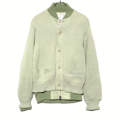 24AW Nylon Twill x Knit Cardigan ライトグリーン