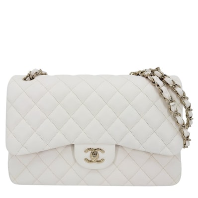 CHANEL シャネル ショルダーバッグ マトラッセ30 ココマーク ターンロック ダブルフラップ 肩掛け ダブルチェーン キャビアスキン ホワイト 白 ゴールド金具 レディース 美品【中古品】