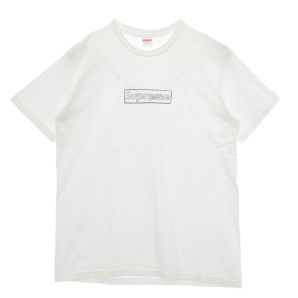 Supreme シュプリーム 21SS × KAWS カウズ Chalk Logo Tee チョーク ボックスロゴ Tシャツ 半袖 カットソー ホワイト系 L【中古】