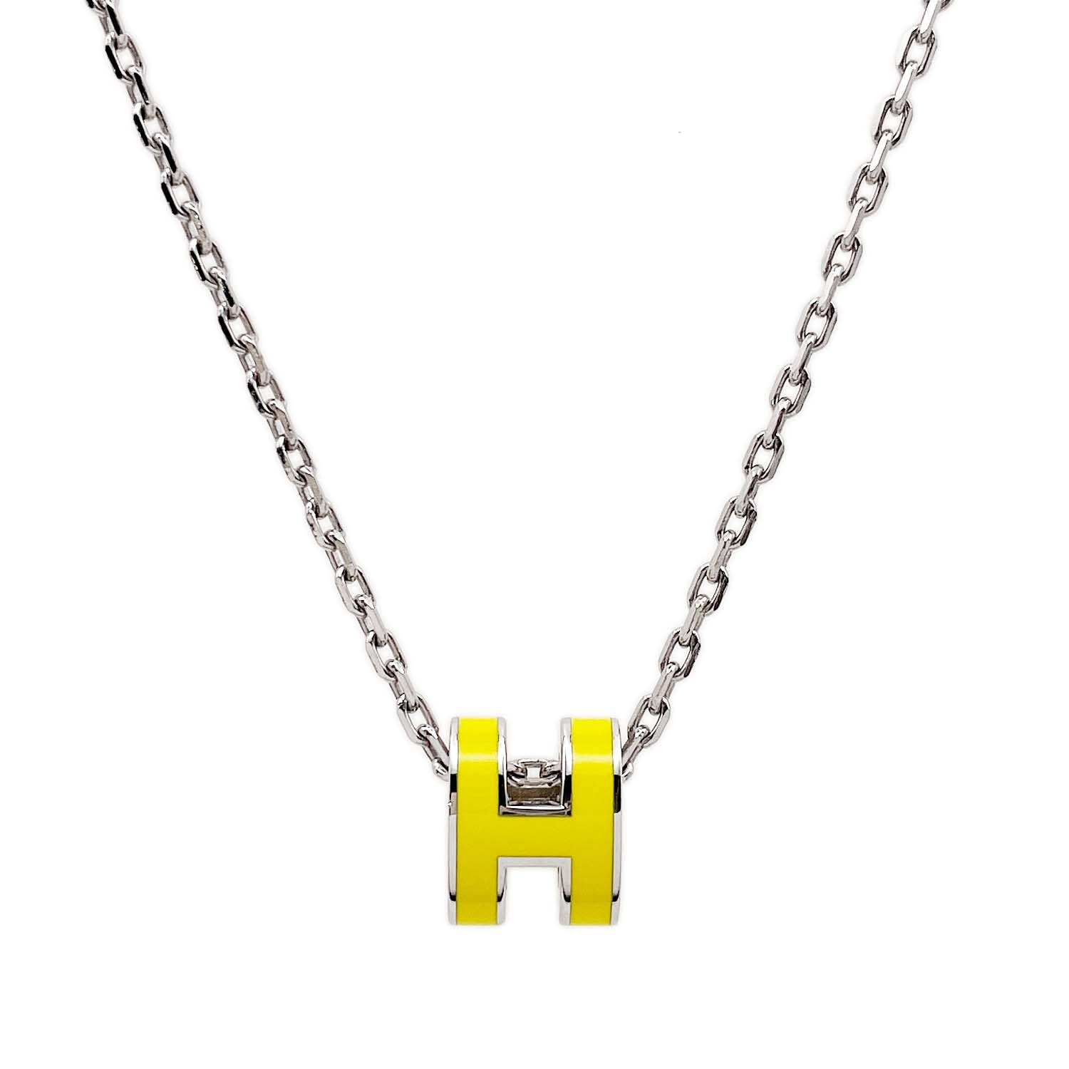 HERMES エルメス ミニ ポップH アッシュ ネックレス
 ペンダント メタル エナメル シルバー レディース
 【中古】