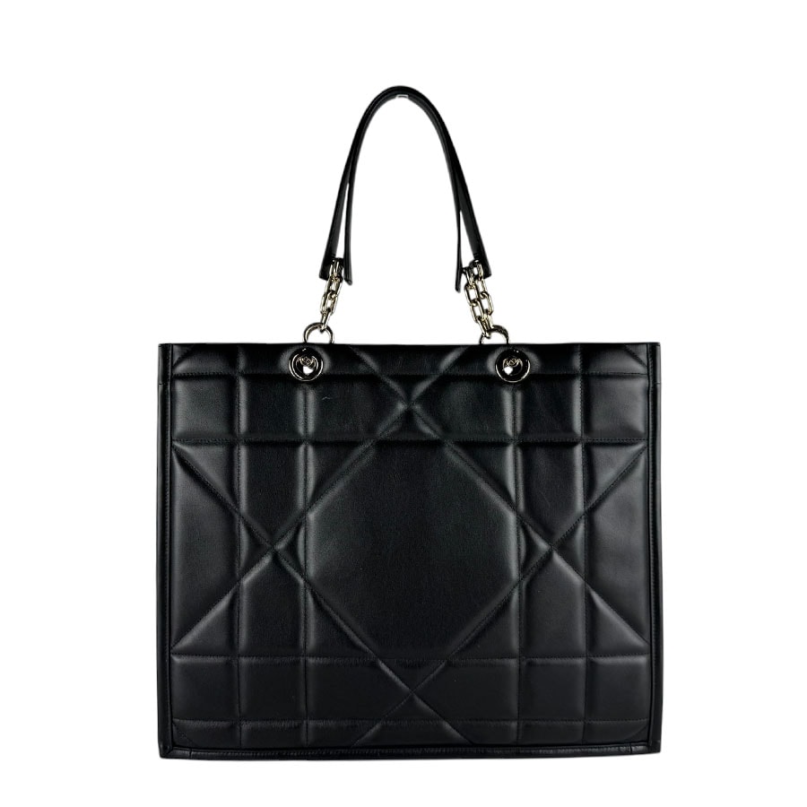 クリスチャンディオール Christian Dior ハンドバッグ ESSENTIAL ラージ トートバッグ レザー ブラック ゴールド レディース【中古】 z10201
