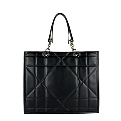 クリスチャンディオール Christian Dior ハンドバッグ ESSENTIAL ラージ トートバッグ レザー ブラック ゴールド レディース【中古】 z10201