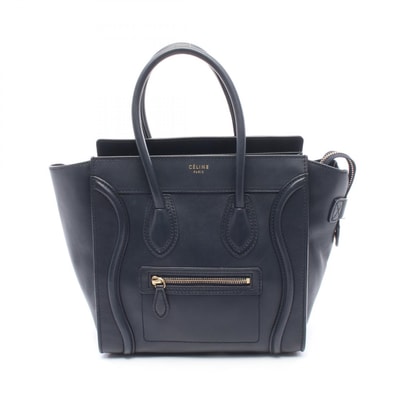 セリーヌ CELINE ラゲージ マイクロショッパー トートバッグ バッグ レザー レディース ネイビー系 167793 【中古】