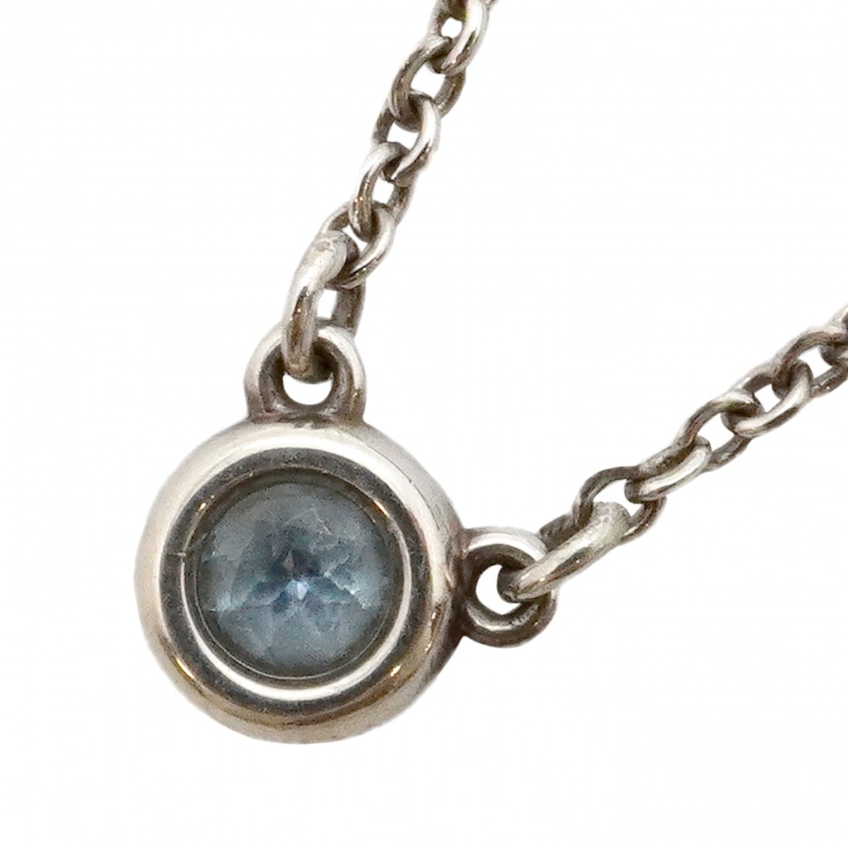 【6jcb0676】ティファニー ネックレス バイザヤード シルバー925 アクアマリン ブルー【中古】レディース