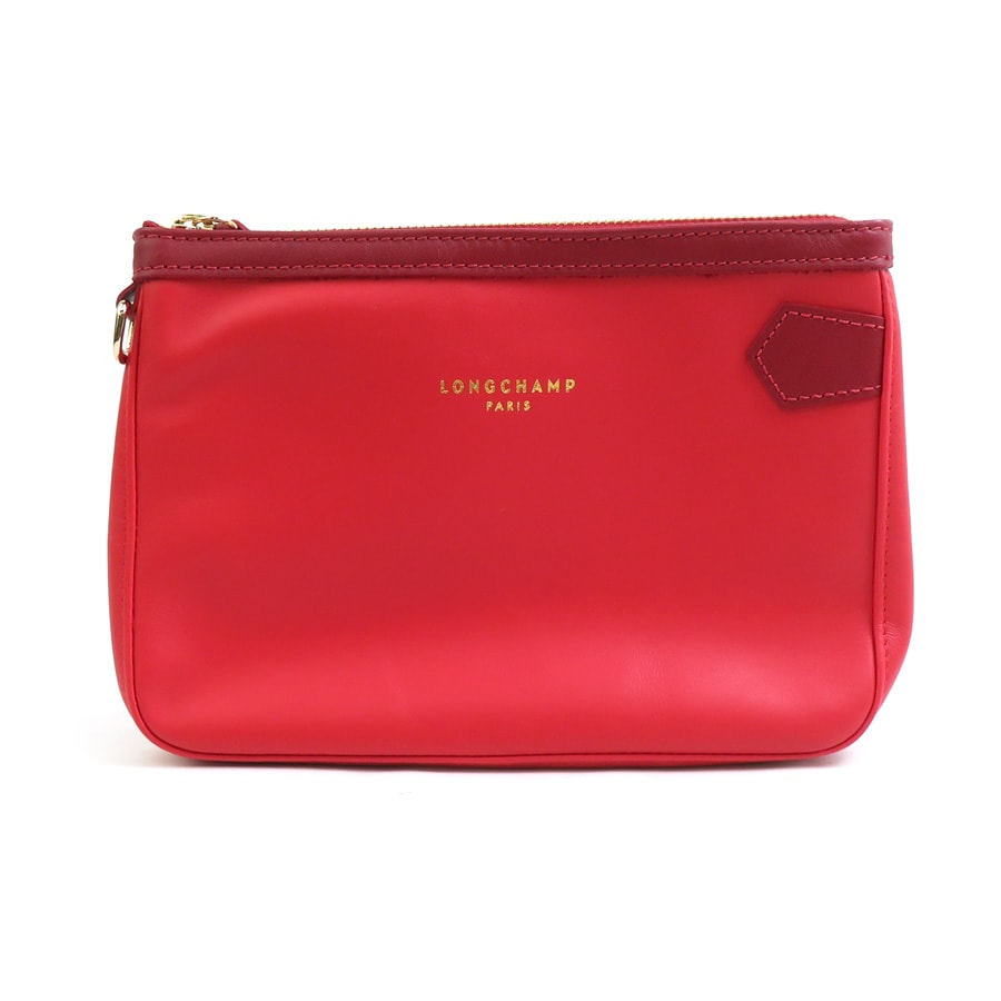 ロンシャン Longchamp ポーチ レザー レッド レディース【中古】 h31265a