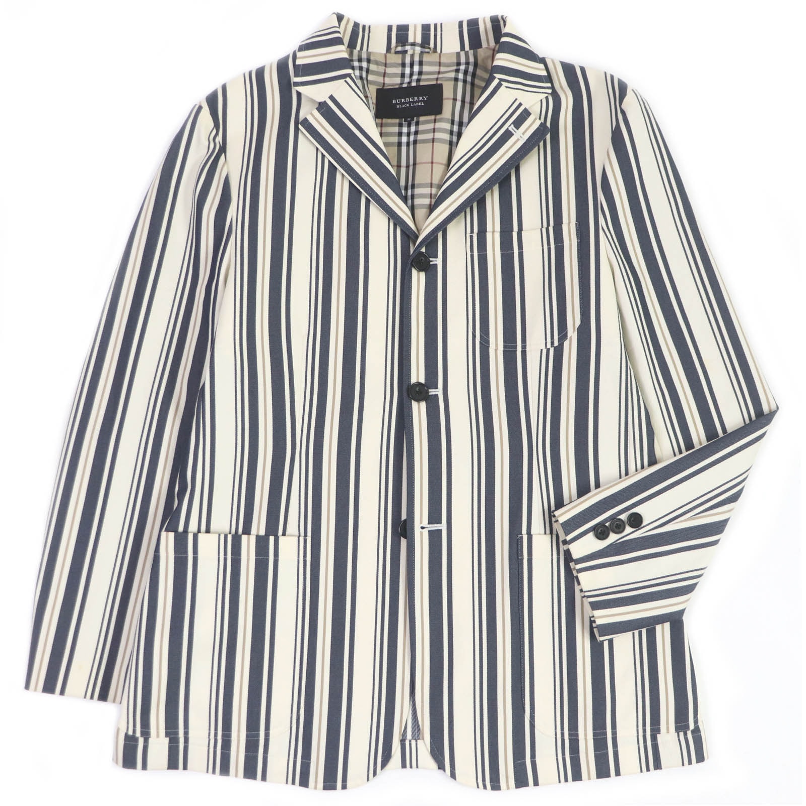 美品 バーバリーブラックレーベル テーラードジャケット アイボリー系 メンズ M