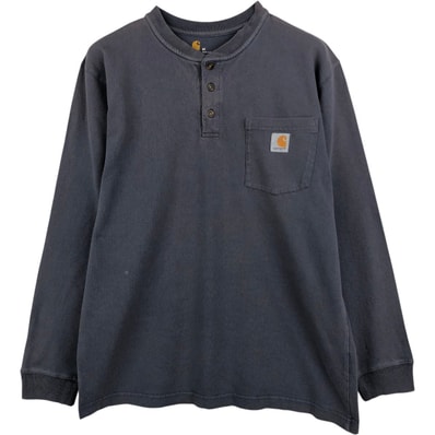 古着 カーハート Carhartt ORIGINAL FIT ヘンリーネック 無地ポケットロングTシャツ ロンT メンズM相当/eaa684621