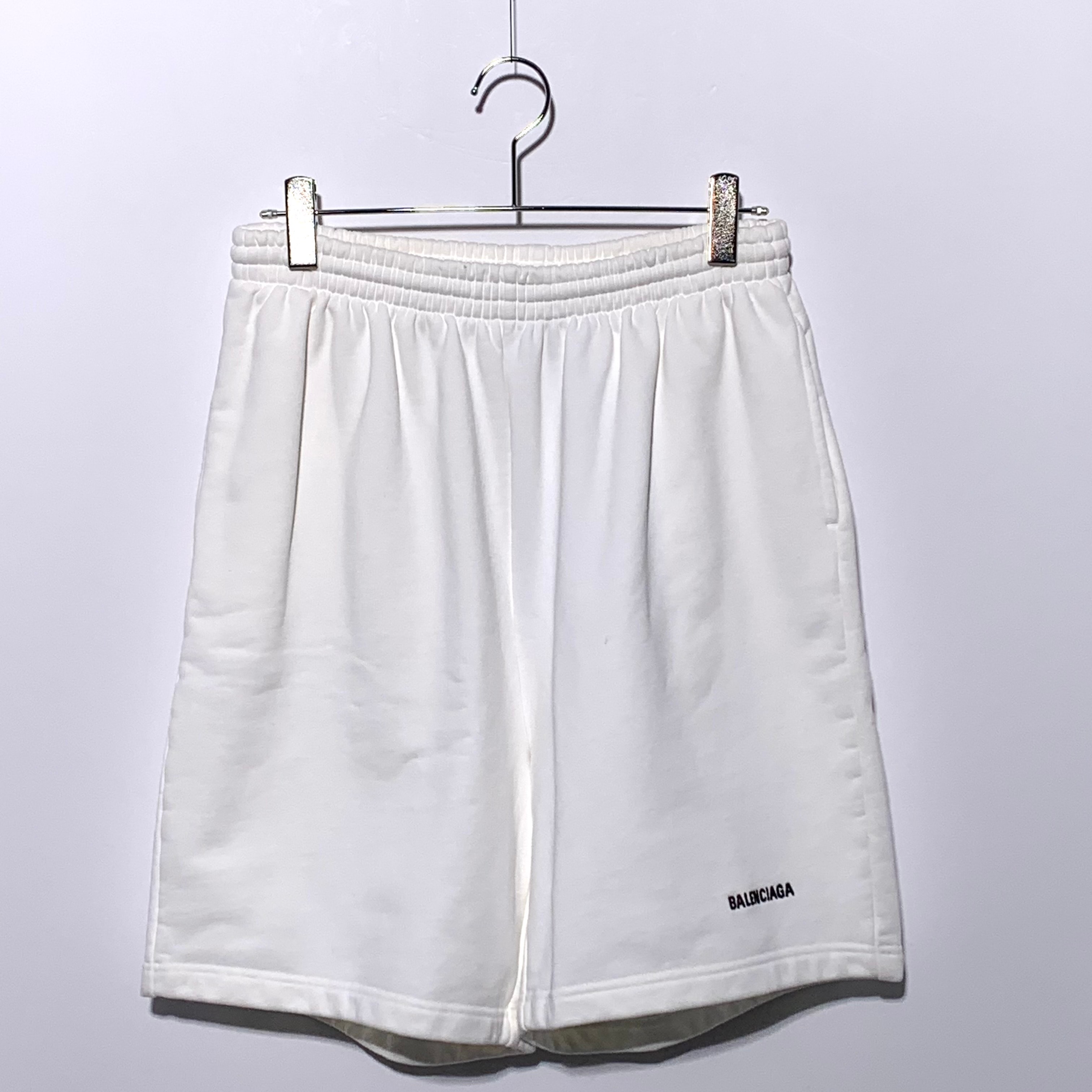 BALENCIAGA Logo Embroidered Shorts White