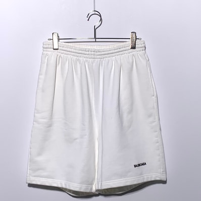 BALENCIAGA Logo Embroidered Shorts White