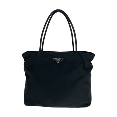 PRADA プラダ テスート 三角ロゴプレート ブラック 黒 シルバー金具 ナイロン トートバッグ ショルダーバッグ 506063 【中古】