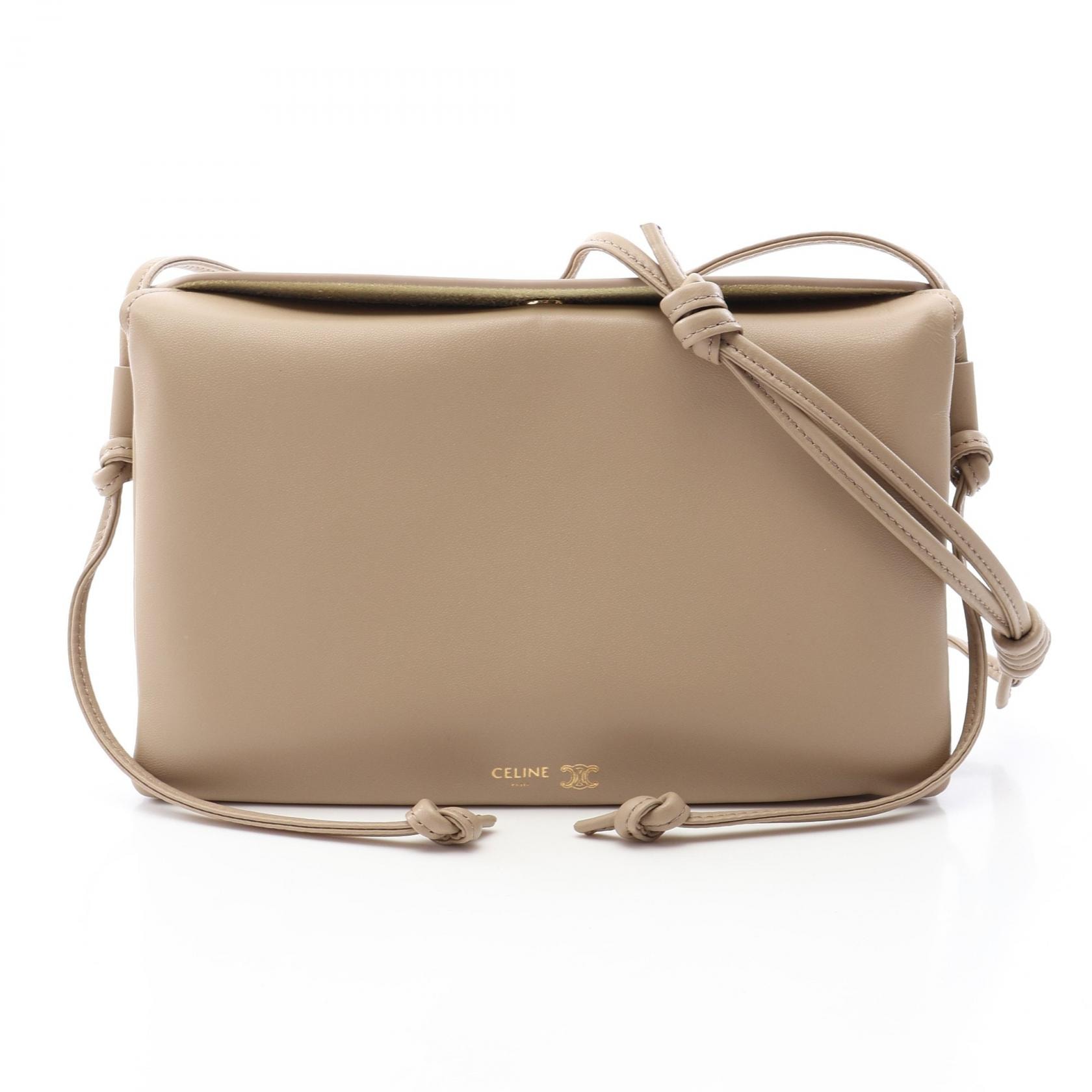 セリーヌ CELINE トリオ フラップ ショルダーバッグ バッグ レザー レディース ベージュ系 10P862O8603SA 【新品】