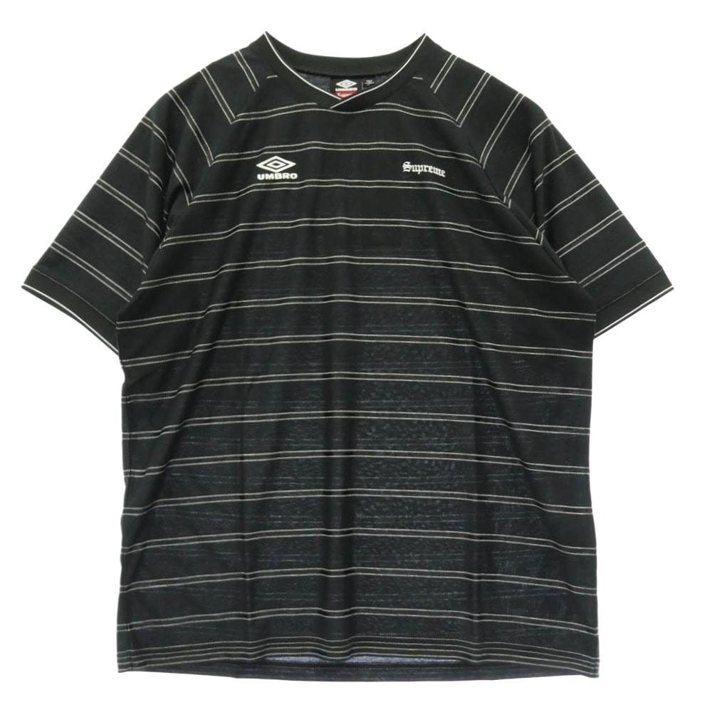 Supreme シュプリーム 25SS × Umbro Stripe Soccer Jersey アンブロ ストライプ サッカー ジャージ ロゴ Tシャツ ブラック系 XL【新古品】【未使用】【中古】