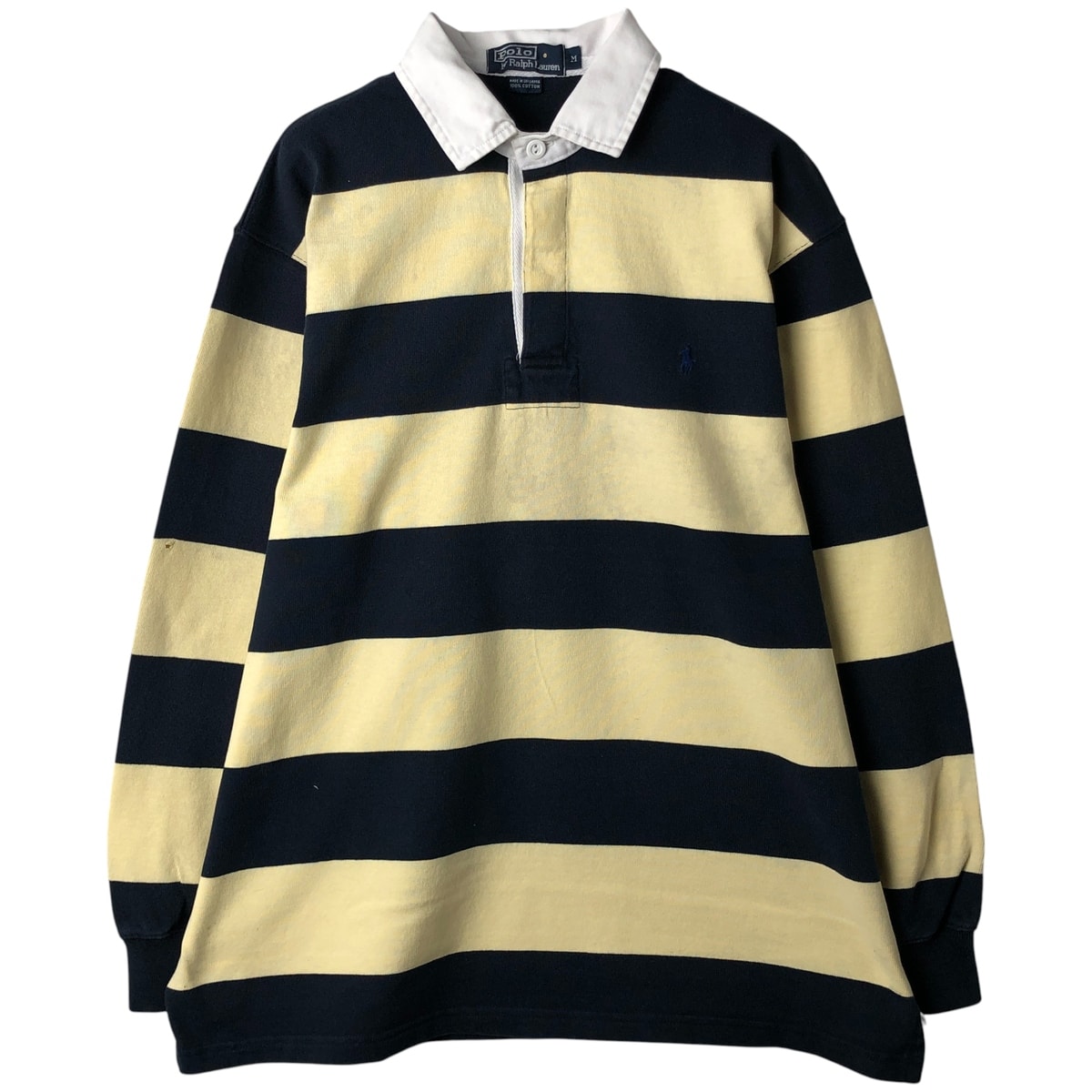 古着 ラルフローレン Ralph Lauren POLO by Ralph Lauren ボーダー柄 長袖 ラガーシャツ メンズM相当/eaa611909