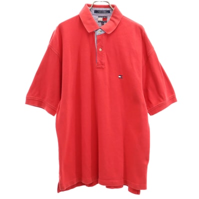 TOMMY HILFIGER トミーヒルフィガー 90s オールド フラッグタグ 半袖 ポロシャツ L レッド