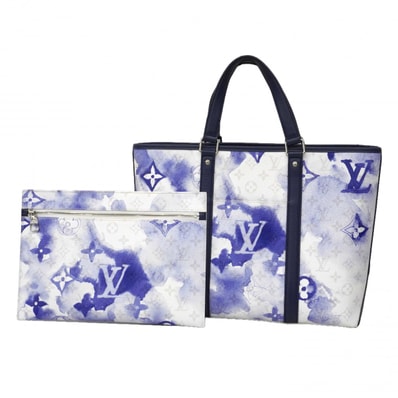 【6dc2299】ルイヴィトン トートバッグ モノグラム・ウォーターカラー ウィークエンドトートPM M45756 ブルー【中古】レディース