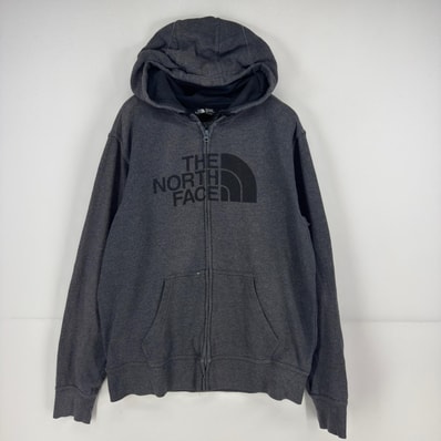 古着 ザ・ノースフェイス THE NORTH FACE パーカー スウェット ハーフジップ フルジップ ロゴ プリント M グレー系 メンズ