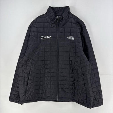 古着 ザ・ノースフェイス THE NORTH FACE ジャケット フルジップ 大きいサイズ 刺繍 中綿 キルティング 2XL ブラック 無地 メンズ