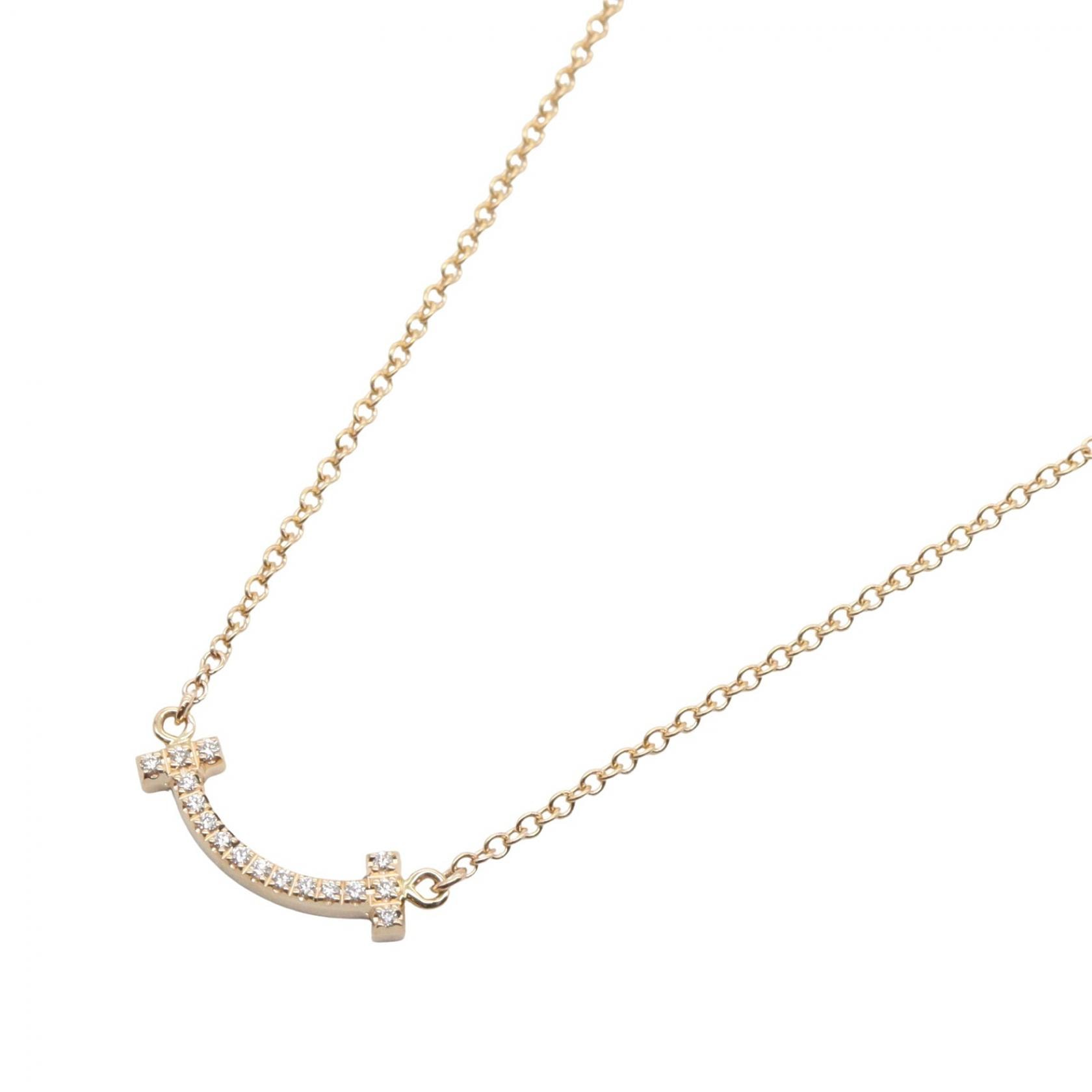 ティファニー TIFFANY&CO Tスマイル ミニ ダイヤ ネックレス ネックレス ジュエリー K18PG(ピンクゴールド) ダイヤモンド レディース ゴールド系 / クリア系 【中古】