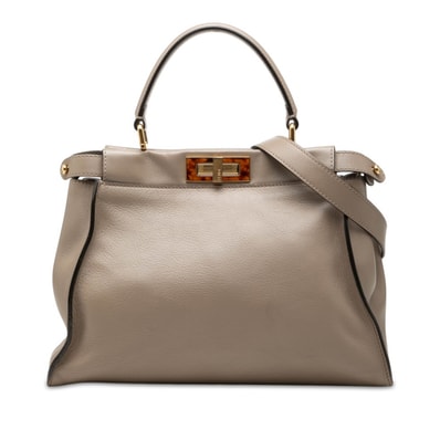 フェンディ ピーカブー ミディアム ハンドバッグ ショルダーバッグ 2WAY 8BN290 ベージュ レザー レディース FENDI 中古