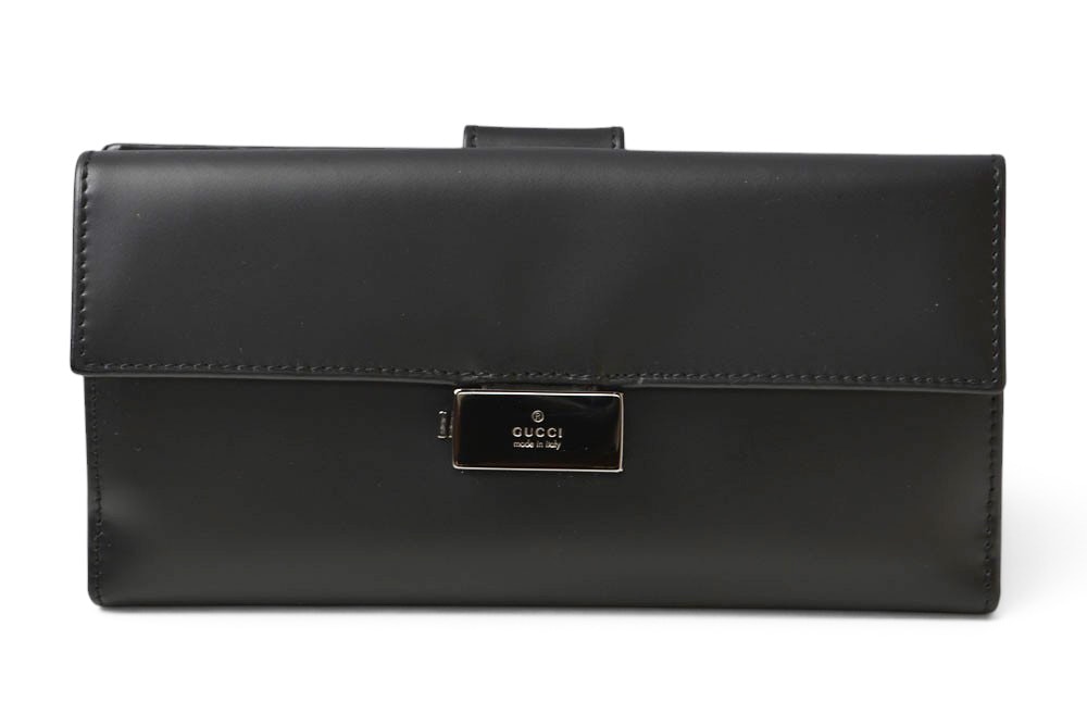 グッチ 財布 GUCCI 長財布 ヴィンテージ レザー ブラック 035.2067 【中古】