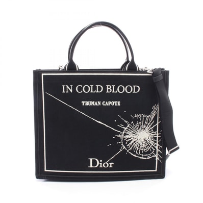 ディオール Dior BOOK TOTE ブックトート ミディアム 2WAY トートバッグ バッグ キャンバス レディース ブラック系 / ホワイト系 【中古】