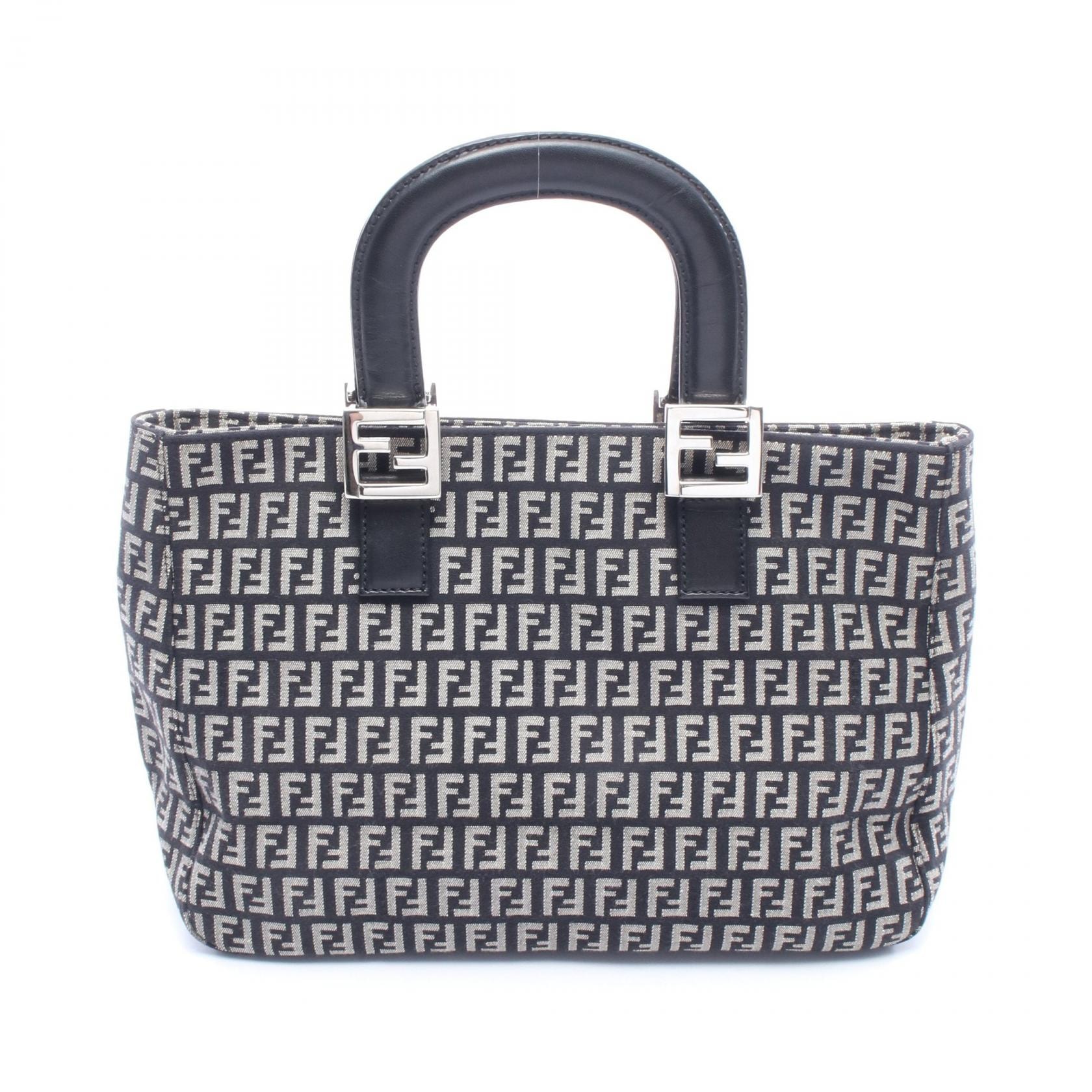 フェンディ FENDI ズッカ トートバッグ バッグ キャンバス レザー レディース ブラック系 / グレー系 【中古】
