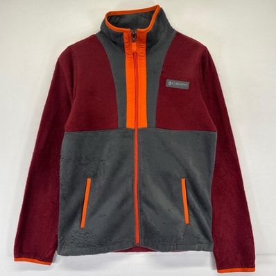 古着 コロンビア Columbia フリース ジャケット フルジップ ワンポイントロゴ アウトドア マルチカラー L グレー系 レディース