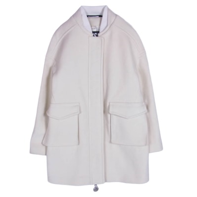 DIESEL ディーゼル コート A04155 W-LETHEA ウールコート アウター ジップ オフホワイト系 S【中古】