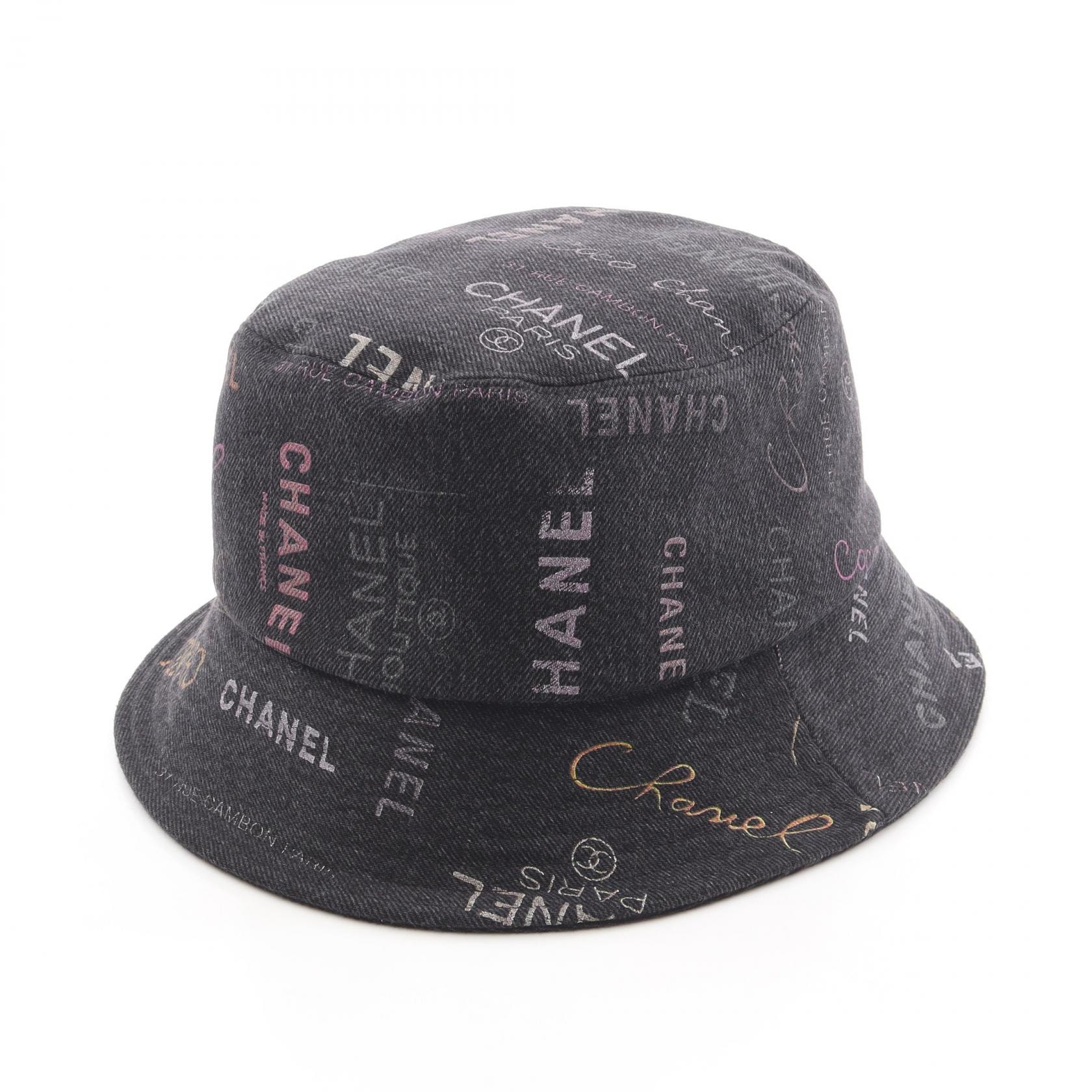 シャネル CHANEL クラッシャーデニム バケット ハット 帽子 コットン レディース ブラック系 / マルチカラー 【中古】