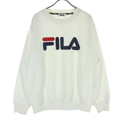 FILA フィラ 裏起毛 プリント 長袖 トレーナー M ホワイト スウェット