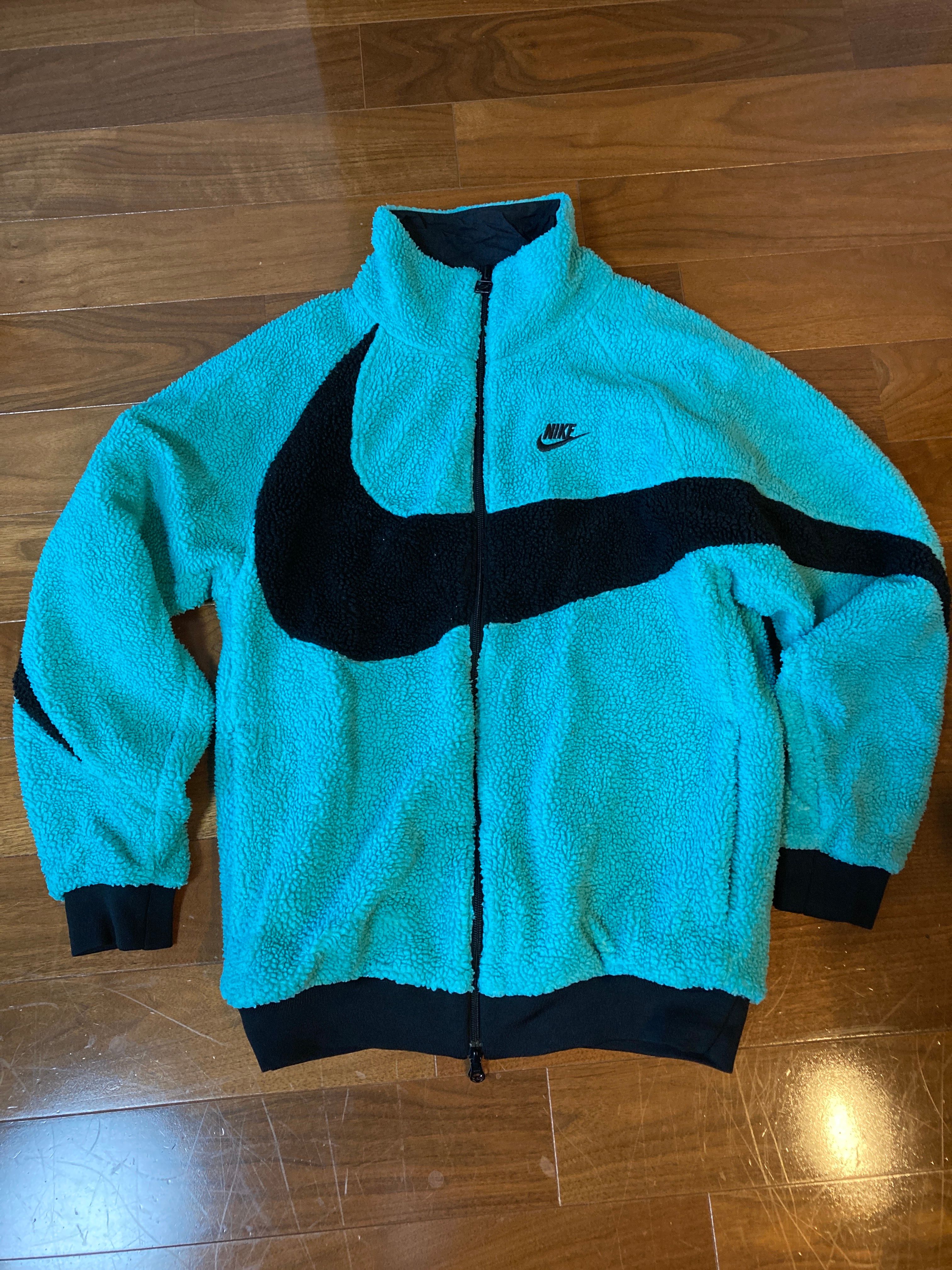 Nike Full Zip Big Swoosh Boa Jacket "Hyper Jade/Black"
