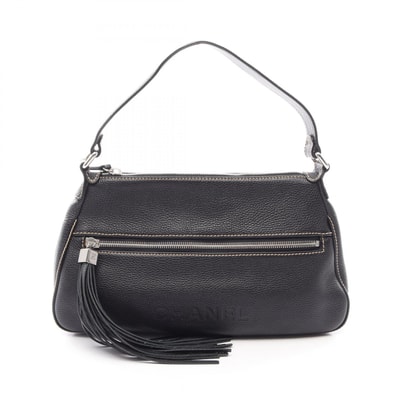 シャネル CHANEL ロゴ フリンジ ショルダーバッグ バッグ レザー レディース ブラック系 【中古】
