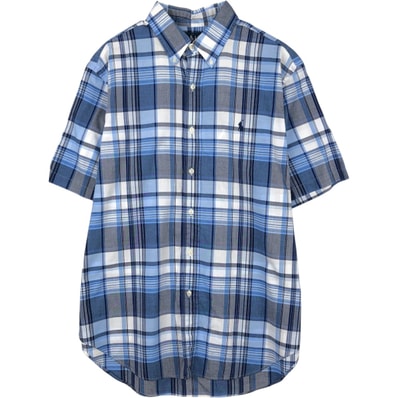 古着 ラルフローレン Ralph Lauren CLASSIC FIT 半袖 ボタンダウン チェックシャツ メンズL相当/eaa623620