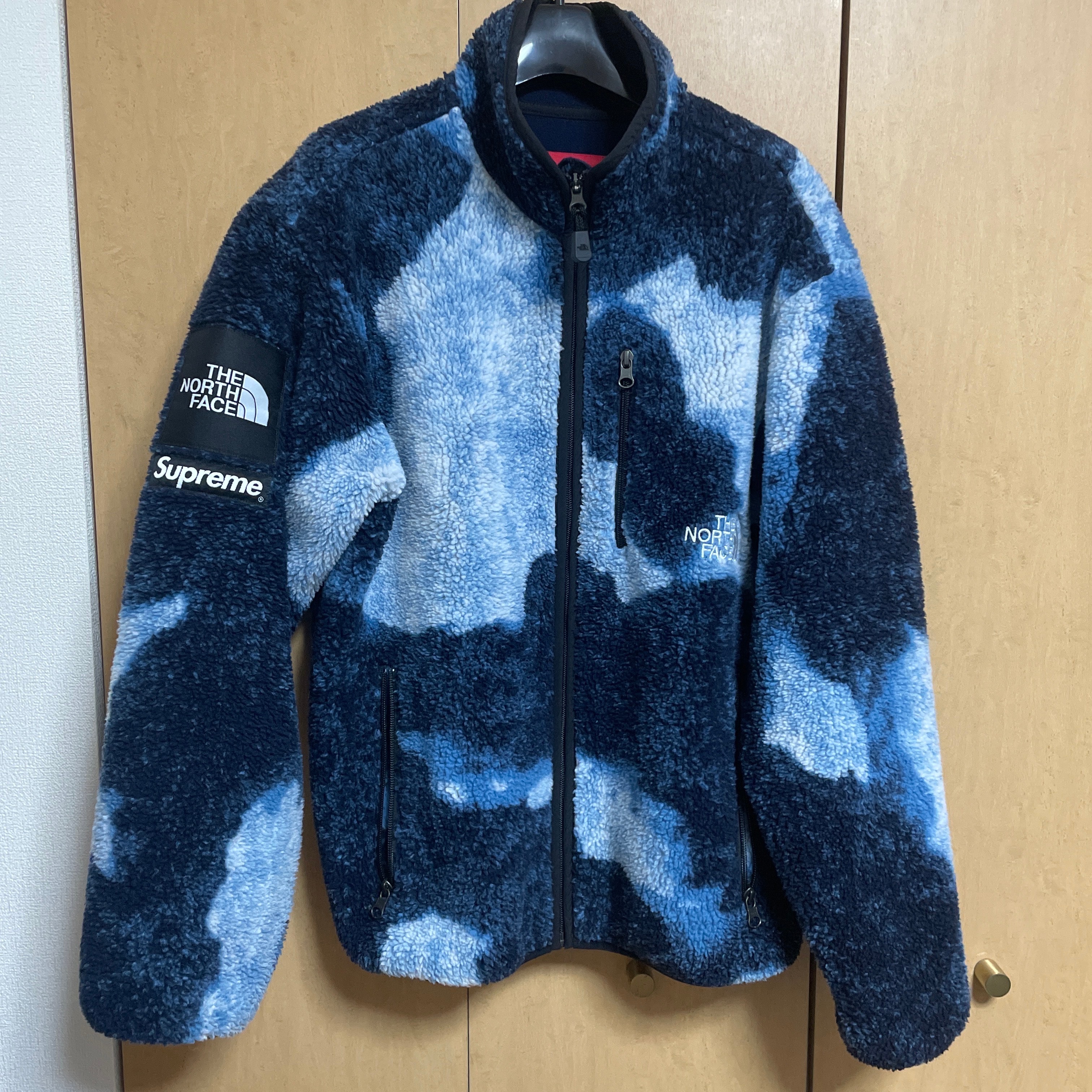 Supreme x The North Face Bleached Denim Print Fleece Jacket "Indigo"