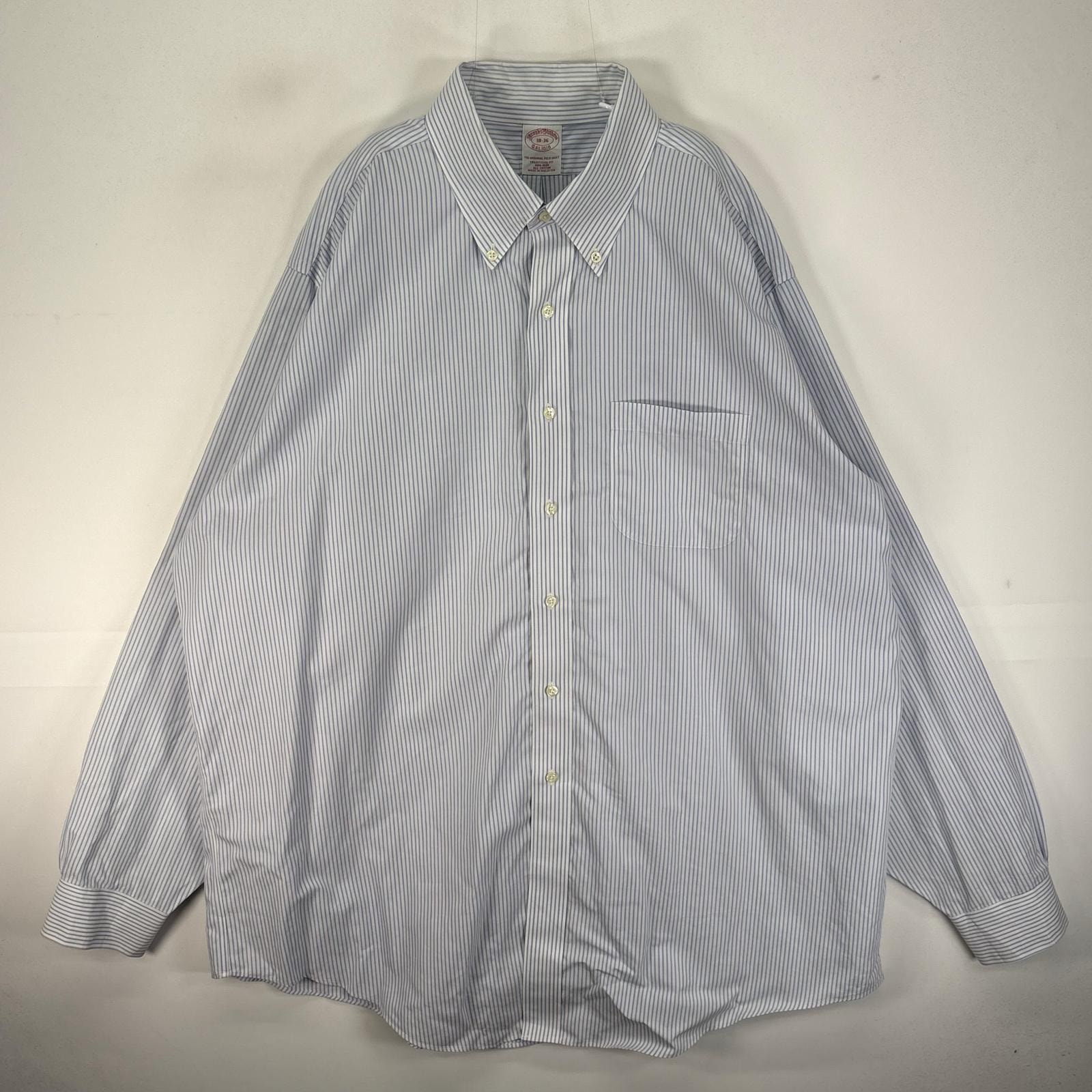 古着 ブルックスブラザーズ Brooks Brothers 長袖シャツ ボタンダウン 胸ポケット 2XL  ブルー系 ストライプ メンズ