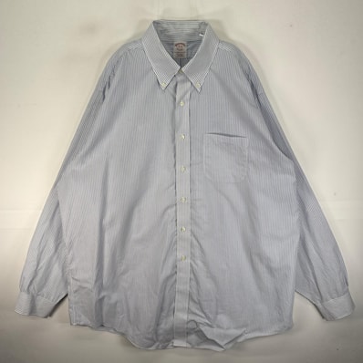 古着 ブルックスブラザーズ Brooks Brothers 長袖シャツ ボタンダウン 胸ポケット 2XL ブルー系 ストライプ メンズ