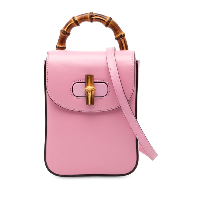 グッチ バンブー ミニ リュック バックパック 702106 ピンク レザー レディース GUCCI 【中古】