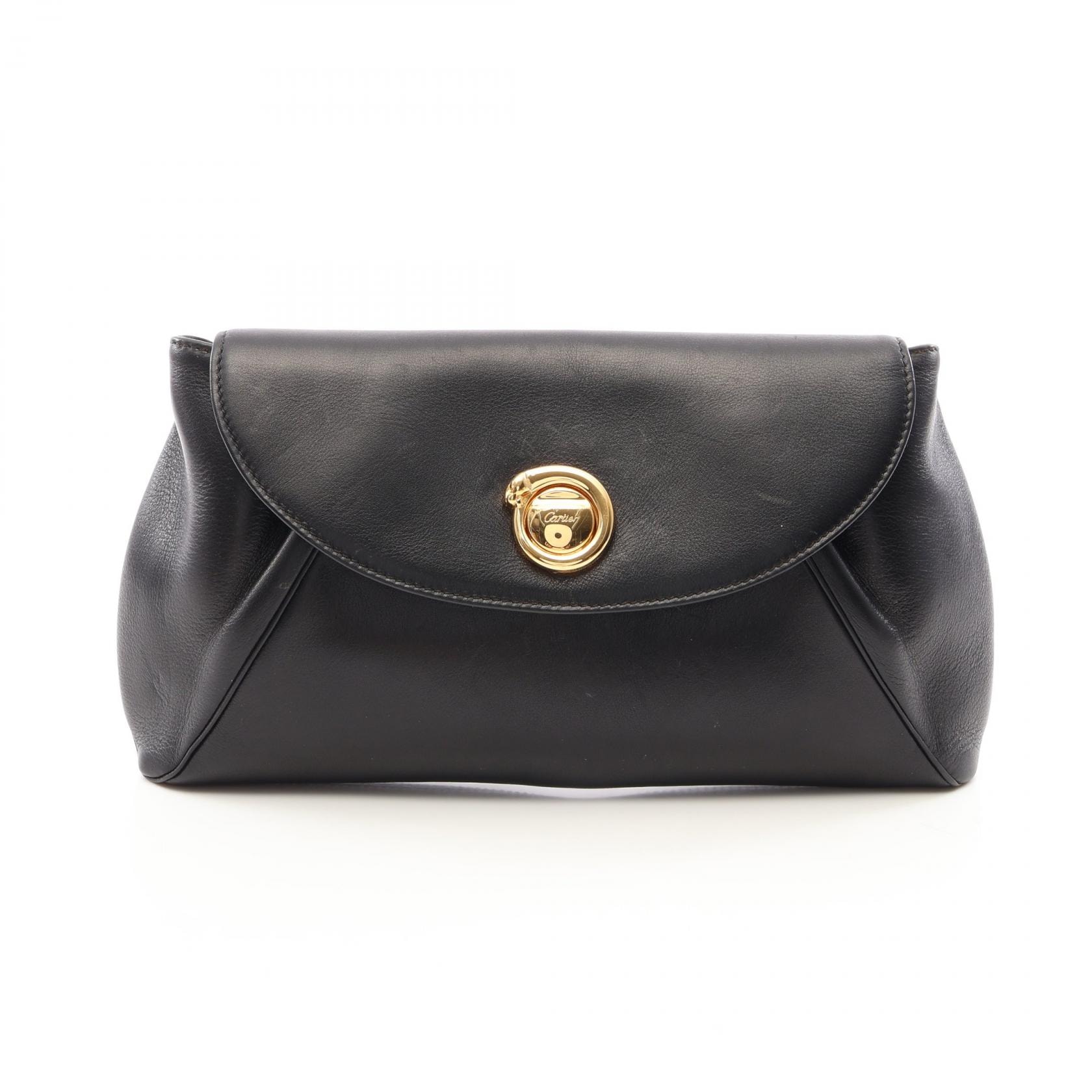 カルティエ CARTIER パンテール セカンドバッグ クラッチバッグ バッグ レザー レディース ブラック系 【中古】
