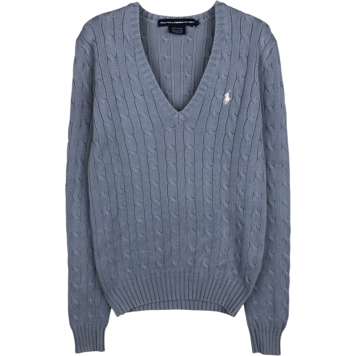 古着 ラルフローレン Ralph Lauren RALPH LAUREN SPORT ケーブル編み Vネック コットンニットセーター レディースS相当/eaa628705